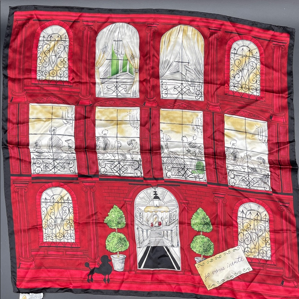 Talbots 100% Silk Square Vintage Scarf French